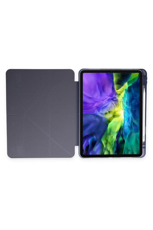 Ipad 10.2 7.nesil Kılıf Kalemlikli Tri Folding Smart Katlanabilir Standlı 360 Tam Koruma Kılıf