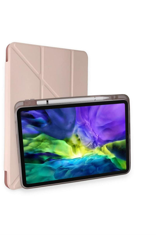 Ipad Pro 12.9 2021 Kılıf Kalemlikli Tri Folding Smart Katlanabilir Standlı 360 Tam Koruma Kılıf