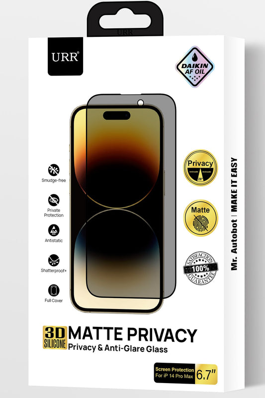 URR iPhone 15 Pro 3D Matte Privacy Resin Edge Cam Ekran Koruyucu